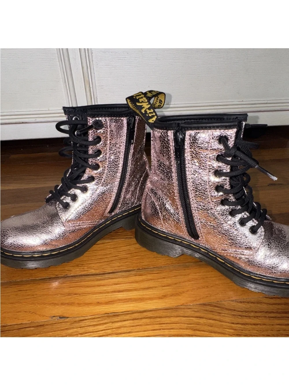 Dr. Martens Pink Disco Crinkle Textile Boot Interior View